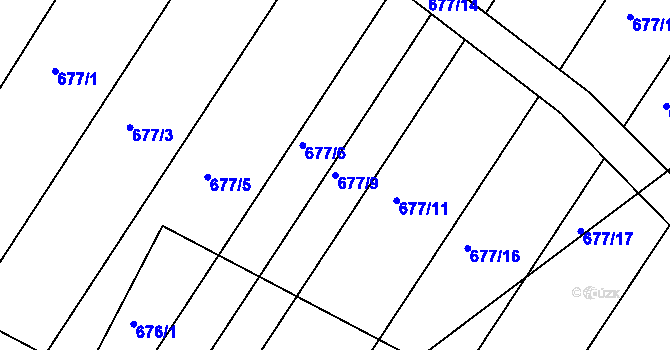 Parcela st. 677/9 v KÚ Kozlovice u Přerova, Katastrální mapa