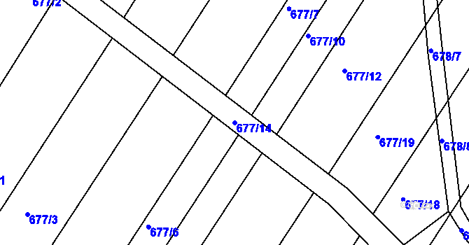 Parcela st. 677/14 v KÚ Kozlovice u Přerova, Katastrální mapa