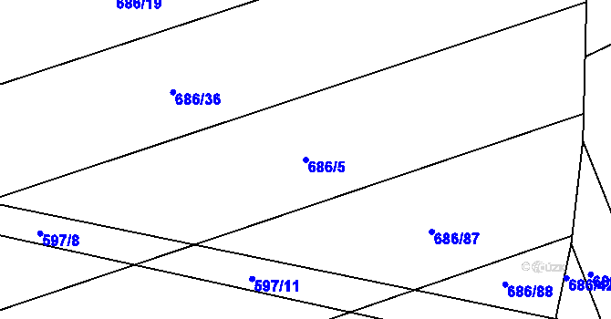 Parcela st. 686/5 v KÚ Kozlovice u Přerova, Katastrální mapa