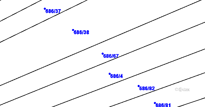 Parcela st. 686/67 v KÚ Kozlovice u Přerova, Katastrální mapa