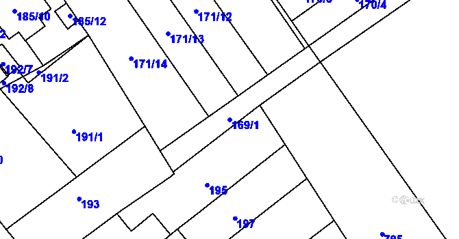 Parcela st. 169/1 v KÚ Kozlovice u Přerova, Katastrální mapa