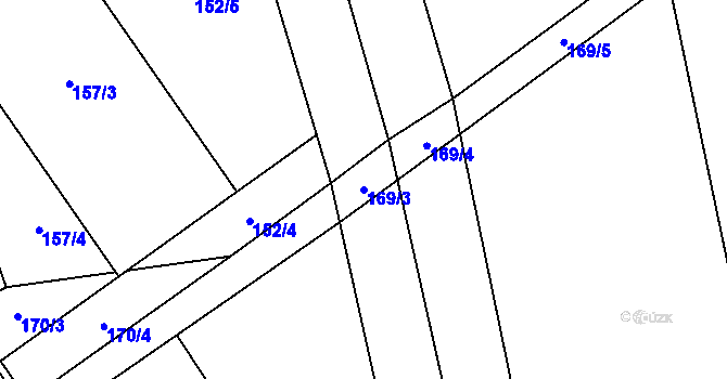 Parcela st. 169/3 v KÚ Kozlovice u Přerova, Katastrální mapa