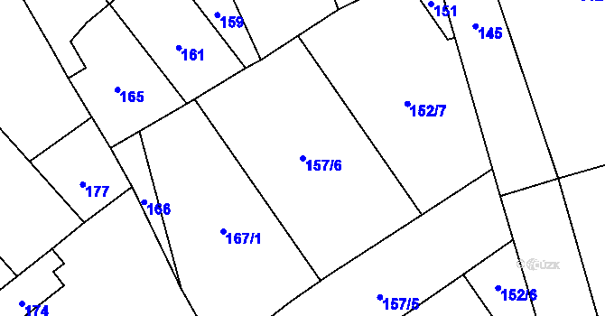 Parcela st. 157/6 v KÚ Kozlovice u Přerova, Katastrální mapa