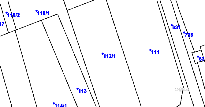 Parcela st. 112/1 v KÚ Kozlovice u Přerova, Katastrální mapa