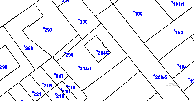Parcela st. 214/2 v KÚ Kozlovice u Přerova, Katastrální mapa