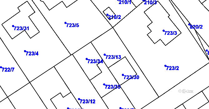 Parcela st. 723/13 v KÚ Kozlovice u Přerova, Katastrální mapa