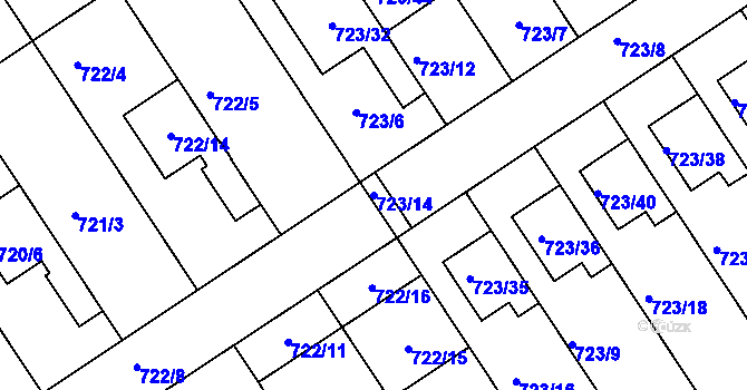 Parcela st. 723/14 v KÚ Kozlovice u Přerova, Katastrální mapa
