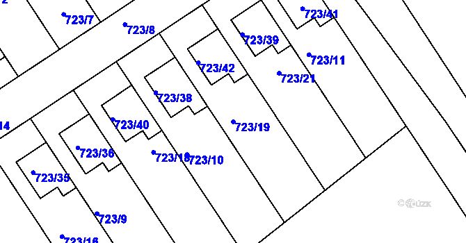 Parcela st. 723/19 v KÚ Kozlovice u Přerova, Katastrální mapa