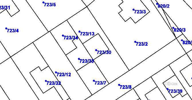 Parcela st. 723/30 v KÚ Kozlovice u Přerova, Katastrální mapa