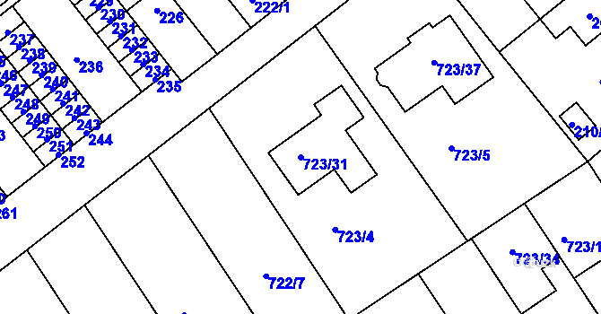 Parcela st. 723/31 v KÚ Kozlovice u Přerova, Katastrální mapa