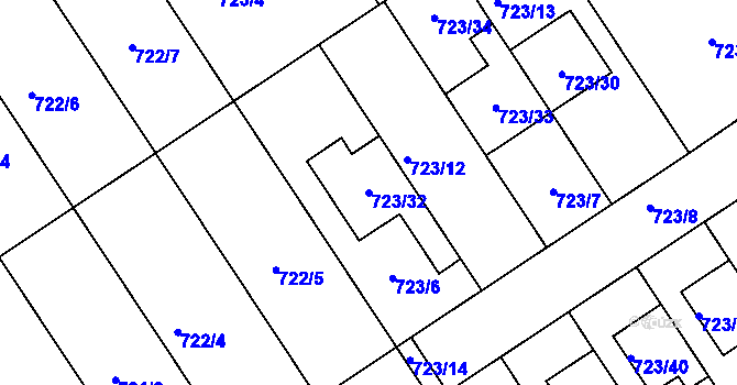 Parcela st. 723/32 v KÚ Kozlovice u Přerova, Katastrální mapa