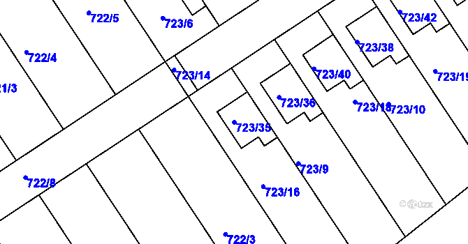 Parcela st. 723/35 v KÚ Kozlovice u Přerova, Katastrální mapa