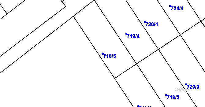 Parcela st. 718/5 v KÚ Kozlovice u Přerova, Katastrální mapa