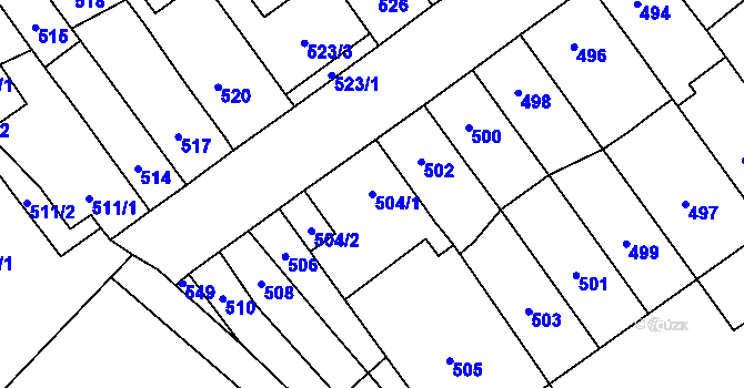 Parcela st. 504/1 v KÚ Kozlovice u Přerova, Katastrální mapa
