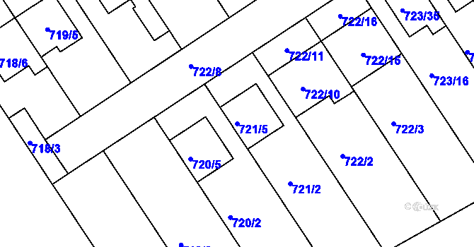 Parcela st. 721/5 v KÚ Kozlovice u Přerova, Katastrální mapa