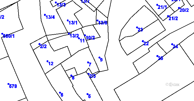 Parcela st. 10/1 v KÚ Kozlovice u Přerova, Katastrální mapa