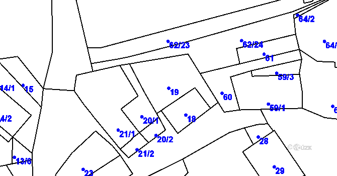Parcela st. 19 v KÚ Kozlovice u Přerova, Katastrální mapa