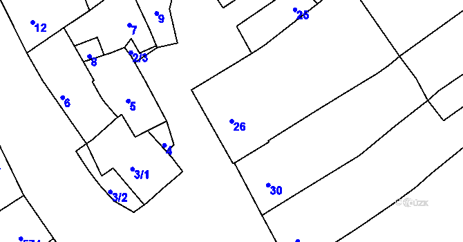 Parcela st. 26 v KÚ Kozlovice u Přerova, Katastrální mapa