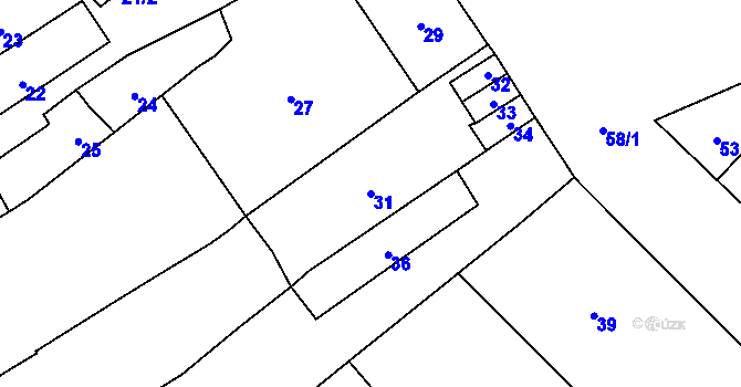 Parcela st. 31 v KÚ Kozlovice u Přerova, Katastrální mapa