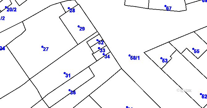 Parcela st. 34 v KÚ Kozlovice u Přerova, Katastrální mapa