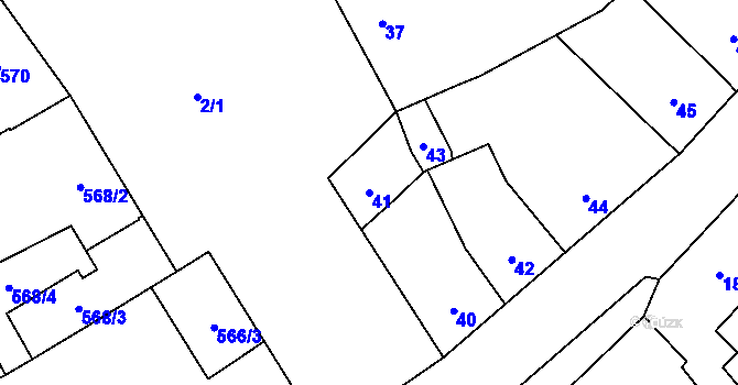 Parcela st. 41 v KÚ Kozlovice u Přerova, Katastrální mapa