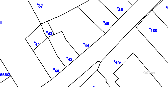 Parcela st. 44 v KÚ Kozlovice u Přerova, Katastrální mapa