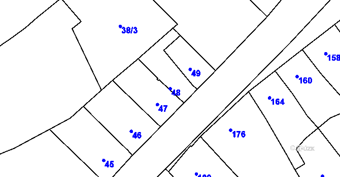 Parcela st. 48 v KÚ Kozlovice u Přerova, Katastrální mapa
