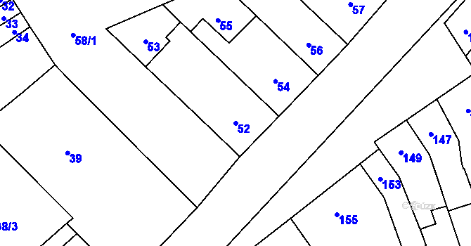Parcela st. 52 v KÚ Kozlovice u Přerova, Katastrální mapa