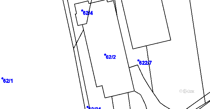 Parcela st. 62/2 v KÚ Kozlovice u Přerova, Katastrální mapa