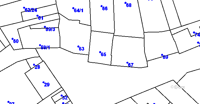 Parcela st. 65 v KÚ Kozlovice u Přerova, Katastrální mapa