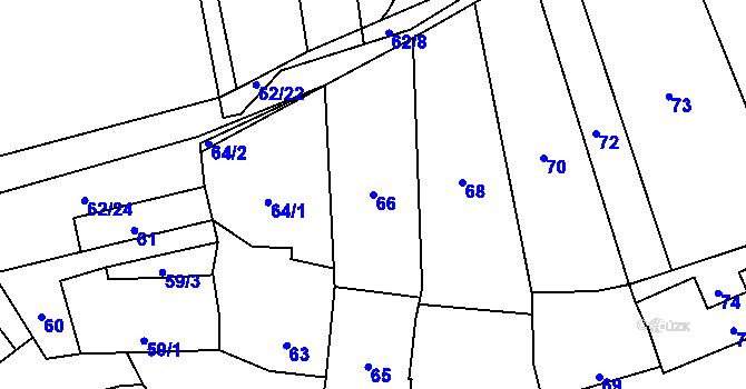 Parcela st. 66 v KÚ Kozlovice u Přerova, Katastrální mapa
