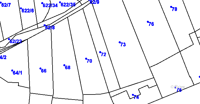 Parcela st. 72 v KÚ Kozlovice u Přerova, Katastrální mapa