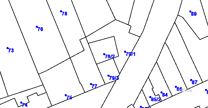 Parcela st. 79/2 v KÚ Kozlovice u Přerova, Katastrální mapa