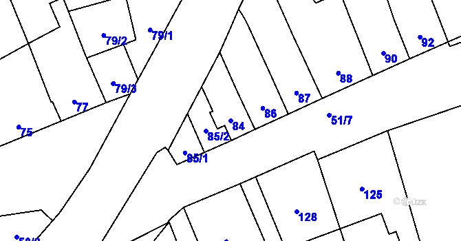 Parcela st. 84 v KÚ Kozlovice u Přerova, Katastrální mapa