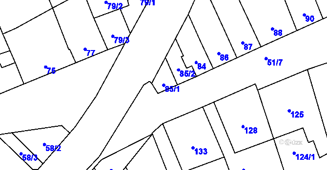 Parcela st. 85/1 v KÚ Kozlovice u Přerova, Katastrální mapa