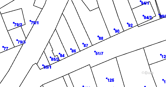 Parcela st. 87 v KÚ Kozlovice u Přerova, Katastrální mapa