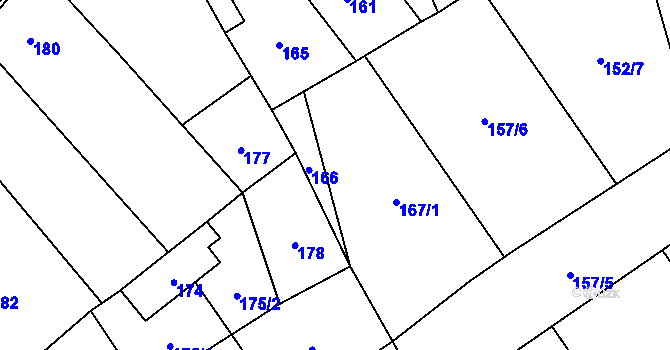 Parcela st. 167/2 v KÚ Kozlovice u Přerova, Katastrální mapa