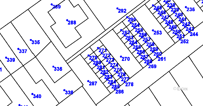 Parcela st. 272 v KÚ Kozlovice u Přerova, Katastrální mapa