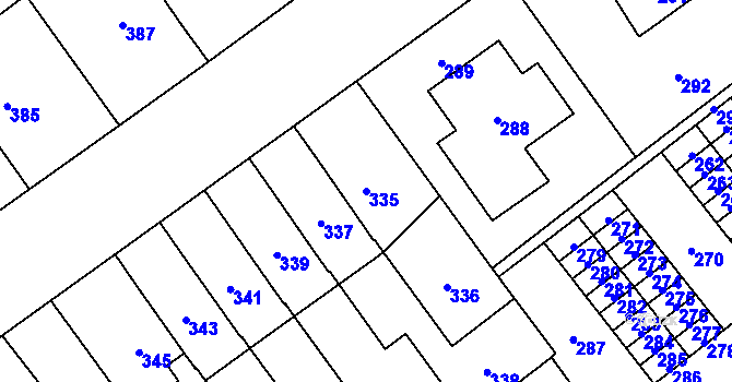Parcela st. 335 v KÚ Kozlovice u Přerova, Katastrální mapa