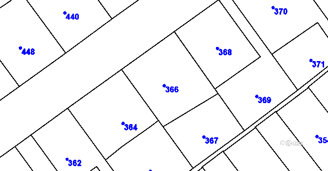 Parcela st. 366 v KÚ Kozlovice u Přerova, Katastrální mapa