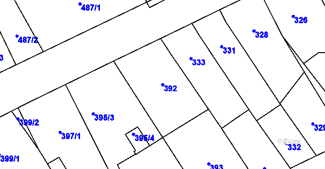 Parcela st. 392 v KÚ Kozlovice u Přerova, Katastrální mapa
