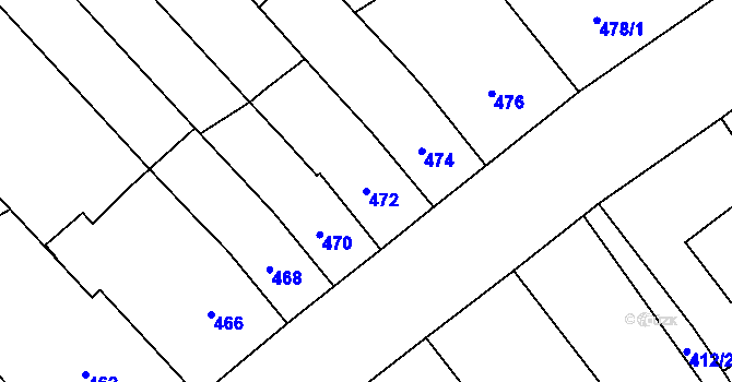 Parcela st. 472 v KÚ Kozlovice u Přerova, Katastrální mapa