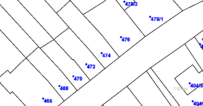 Parcela st. 474 v KÚ Kozlovice u Přerova, Katastrální mapa
