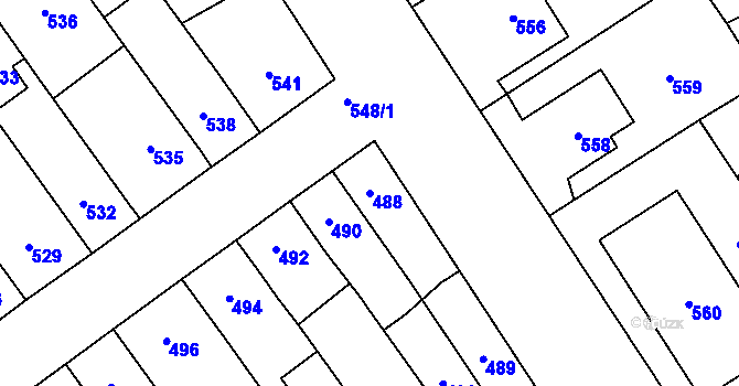Parcela st. 488 v KÚ Kozlovice u Přerova, Katastrální mapa
