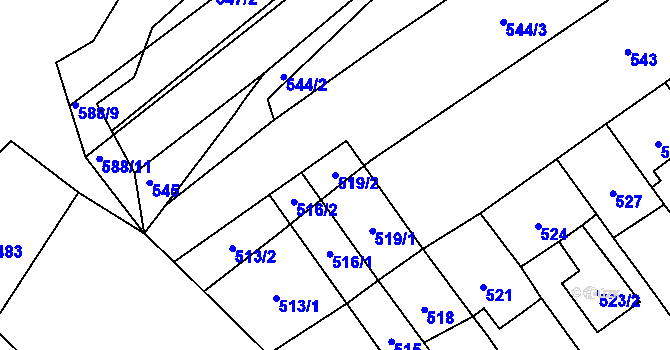 Parcela st. 519/2 v KÚ Kozlovice u Přerova, Katastrální mapa