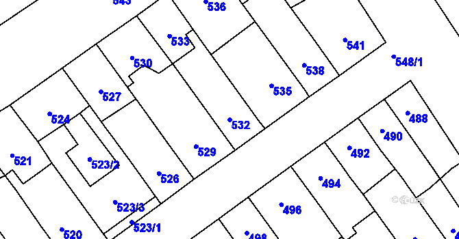 Parcela st. 532 v KÚ Kozlovice u Přerova, Katastrální mapa