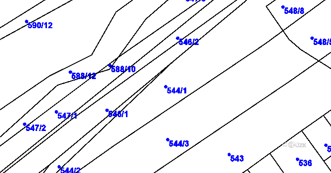 Parcela st. 544/1 v KÚ Kozlovice u Přerova, Katastrální mapa