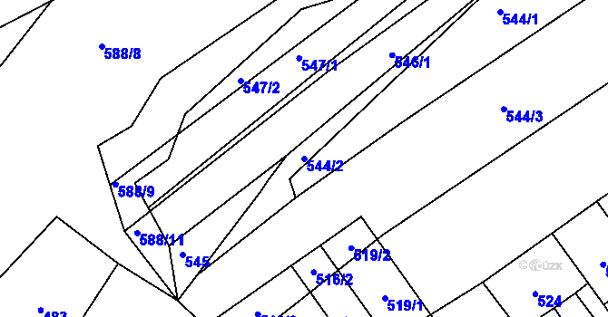 Parcela st. 544/2 v KÚ Kozlovice u Přerova, Katastrální mapa