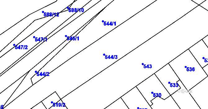 Parcela st. 544/3 v KÚ Kozlovice u Přerova, Katastrální mapa
