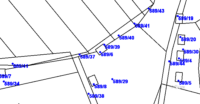 Parcela st. 589/6 v KÚ Kozlovice u Přerova, Katastrální mapa